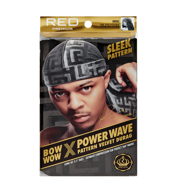 Red By Kiss BOW WOW X Power Wave Pattern Premium Velvet Durag