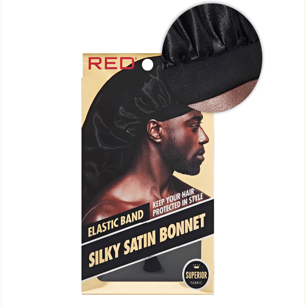 Red Men's Silky Elastic Band Bonnet