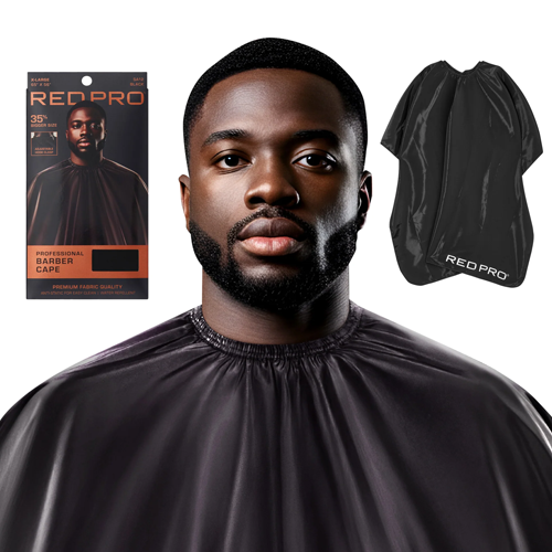 Kiss Red Professional Barber Cape Black