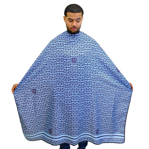 King Midas Infinity Crown Barber Cape Blue